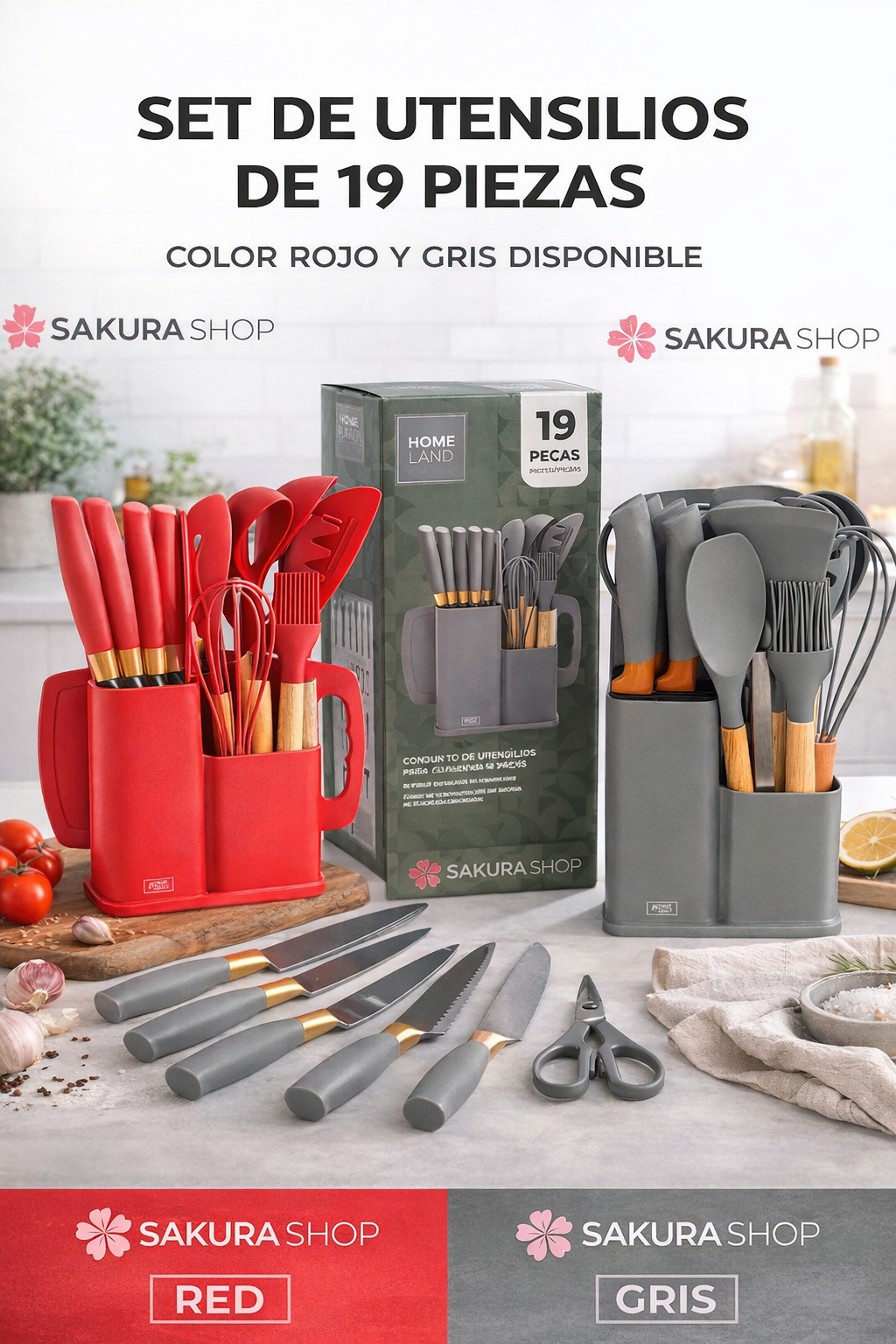 Set de Utensilios de Cocina de Silicona – 19 Piezas